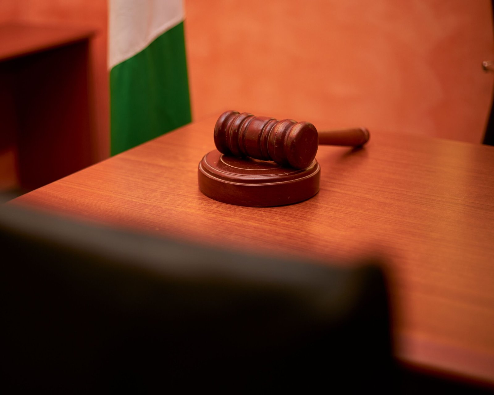 Gavel on a courtroom desk representing a civil court hearing